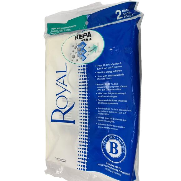Royal Type B Hepa Synthetic Cloth Vacuum Bags 2 Pack AR10110 Select Models - Picture 1 of 6